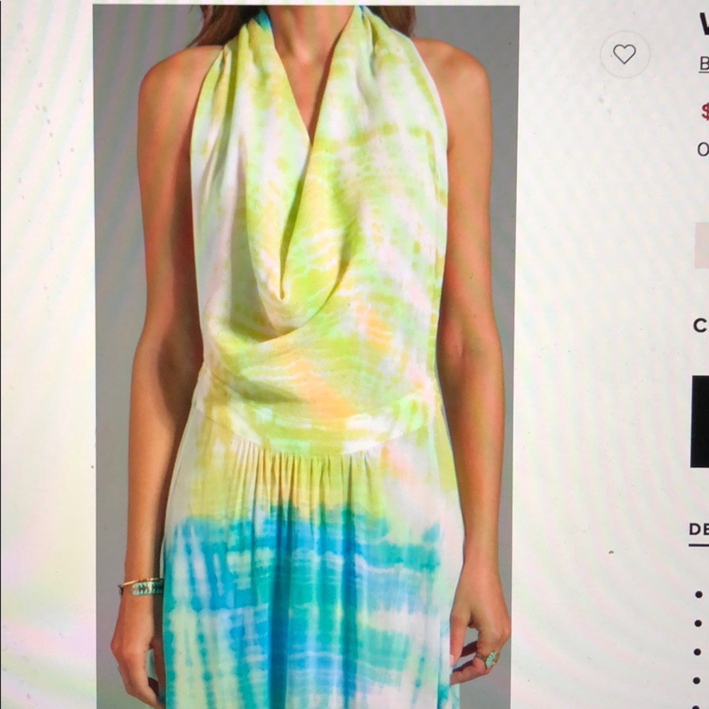 Blu Moon tye dye hydra entre aguas blue green rainbow wash dress skirt S M - Picture 2 of 8